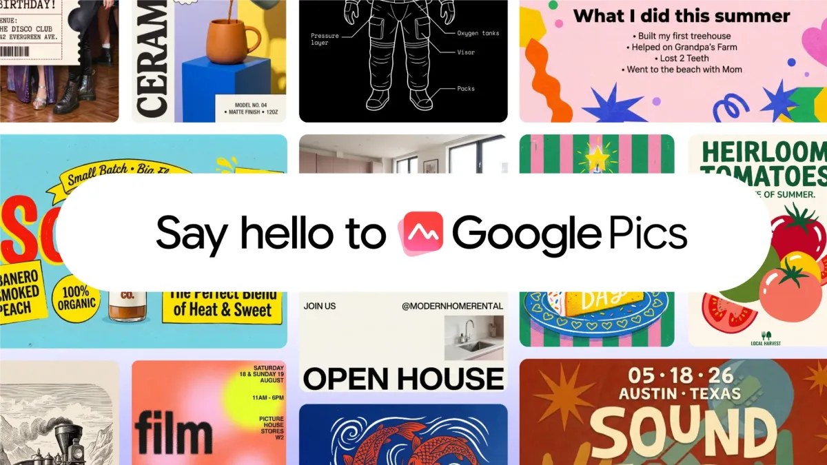 A resposta do Google ao Canva é uma ferramenta de IA onde você solicita em vez de projetar